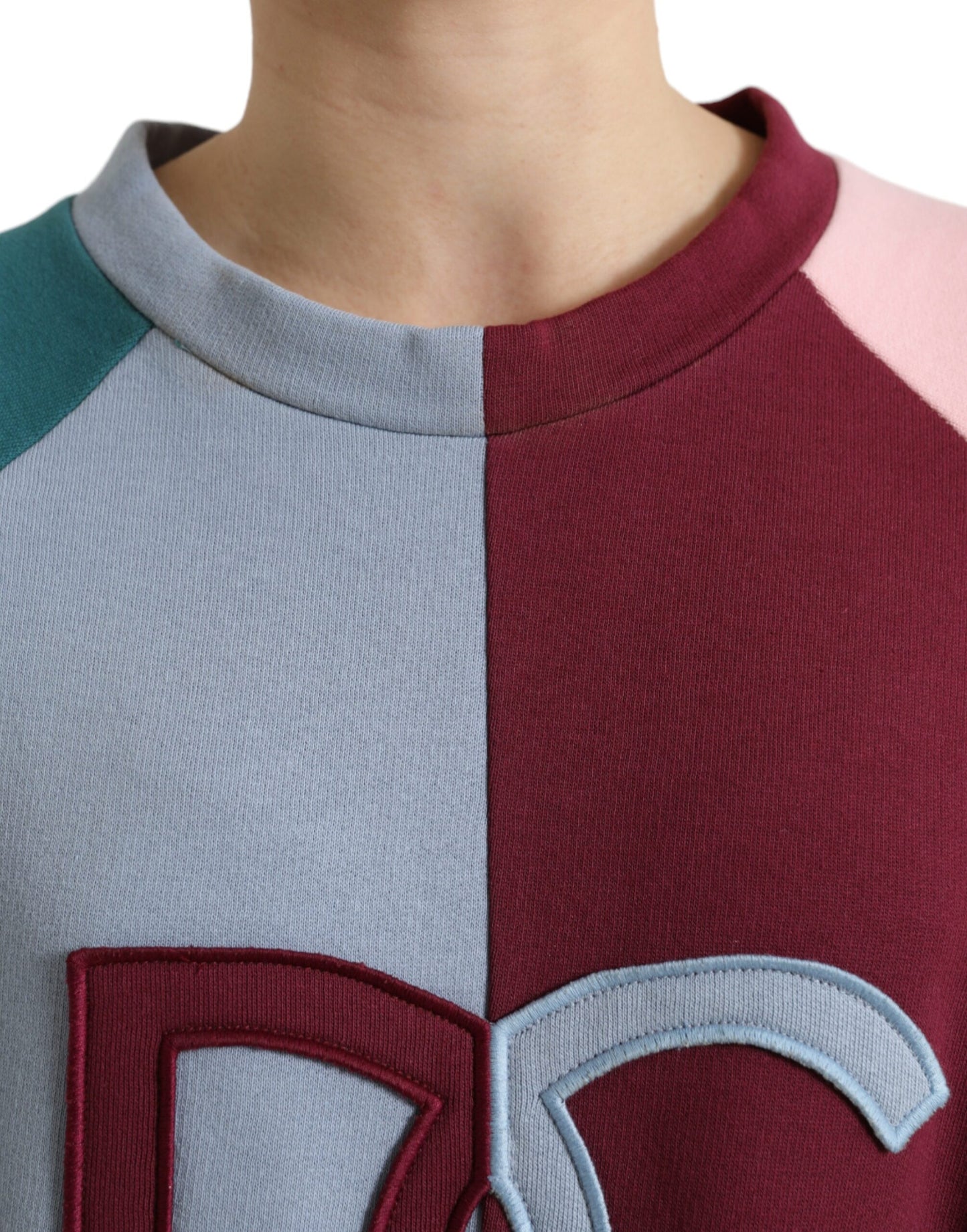 Elegant Multicolor Crew Neck Cotton Sweater