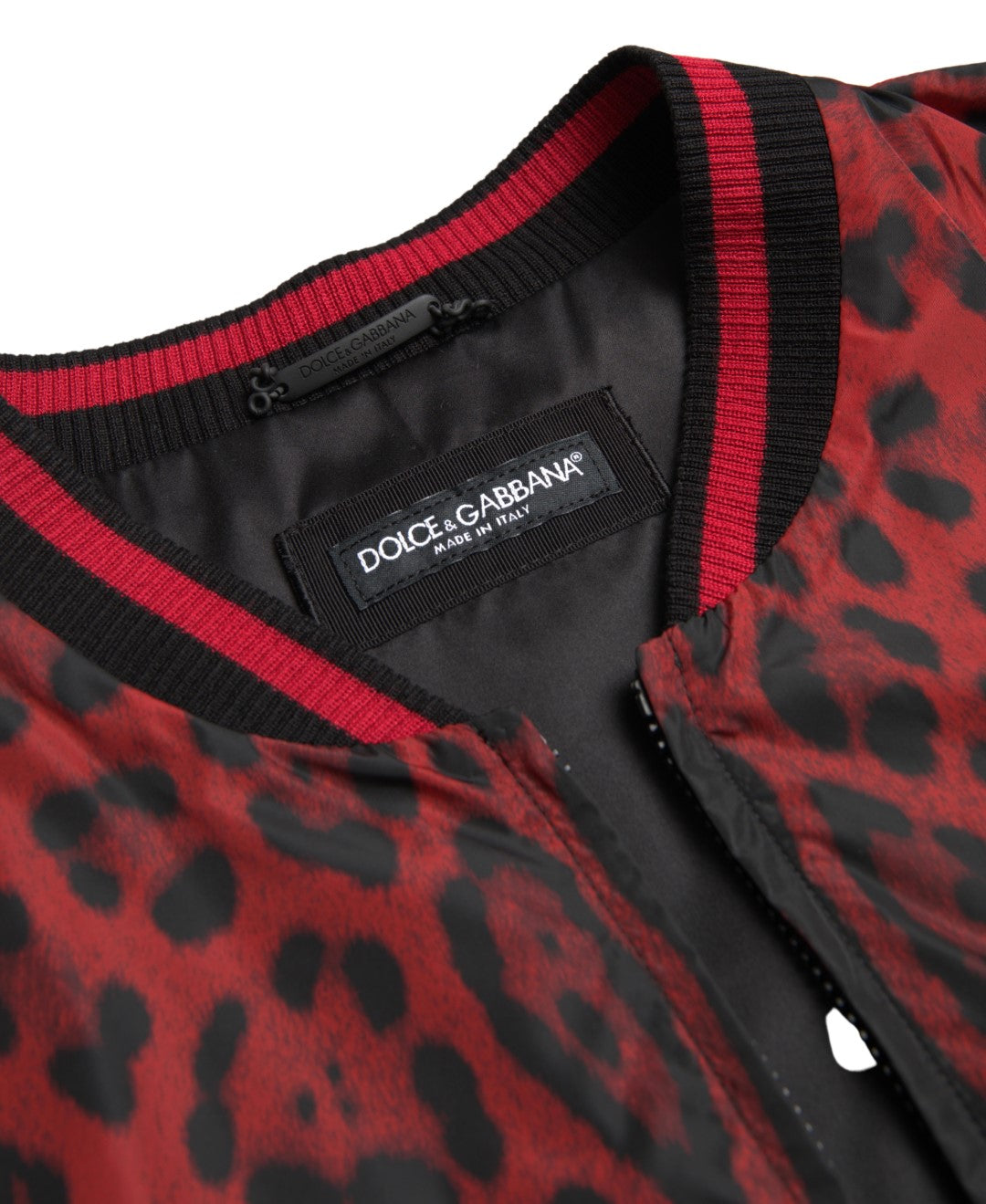 Κόκκινο Leopard Print Bomber Jacket