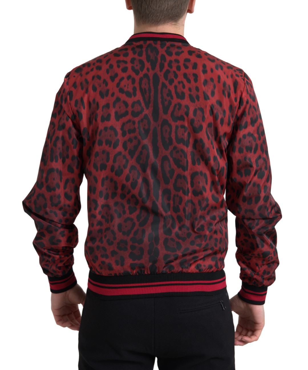 Κόκκινο Leopard Print Bomber Jacket