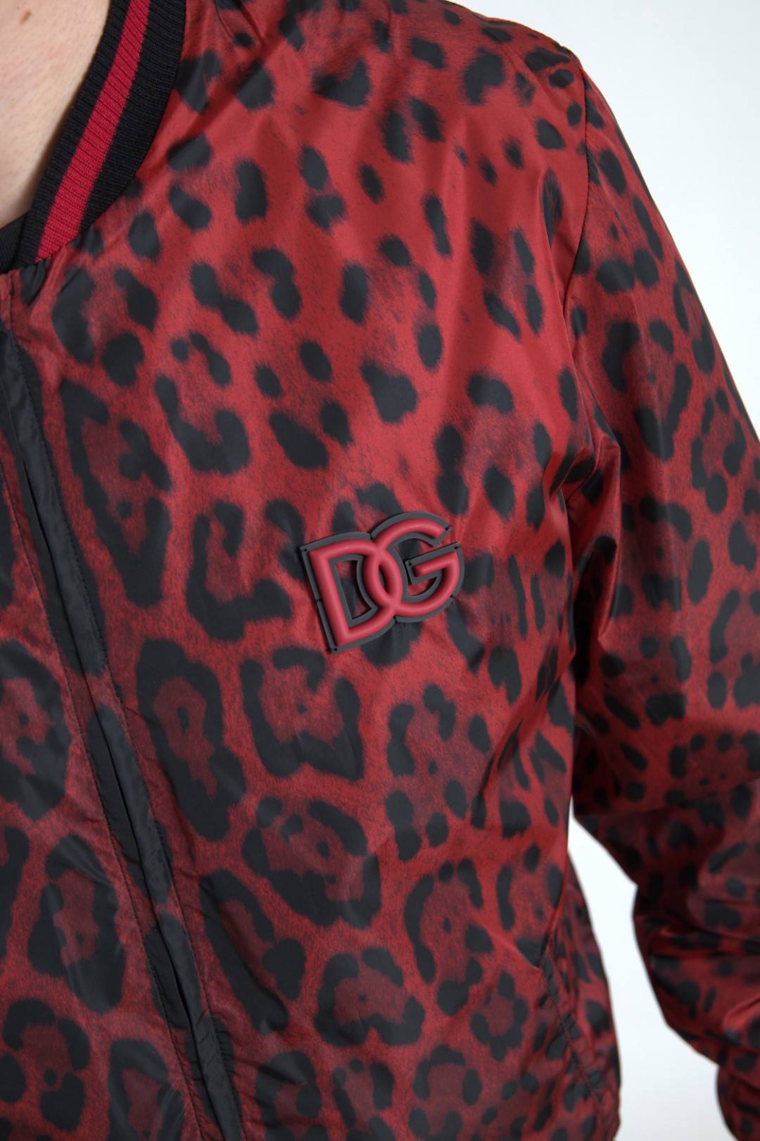 Κόκκινο Leopard Print Bomber Jacket