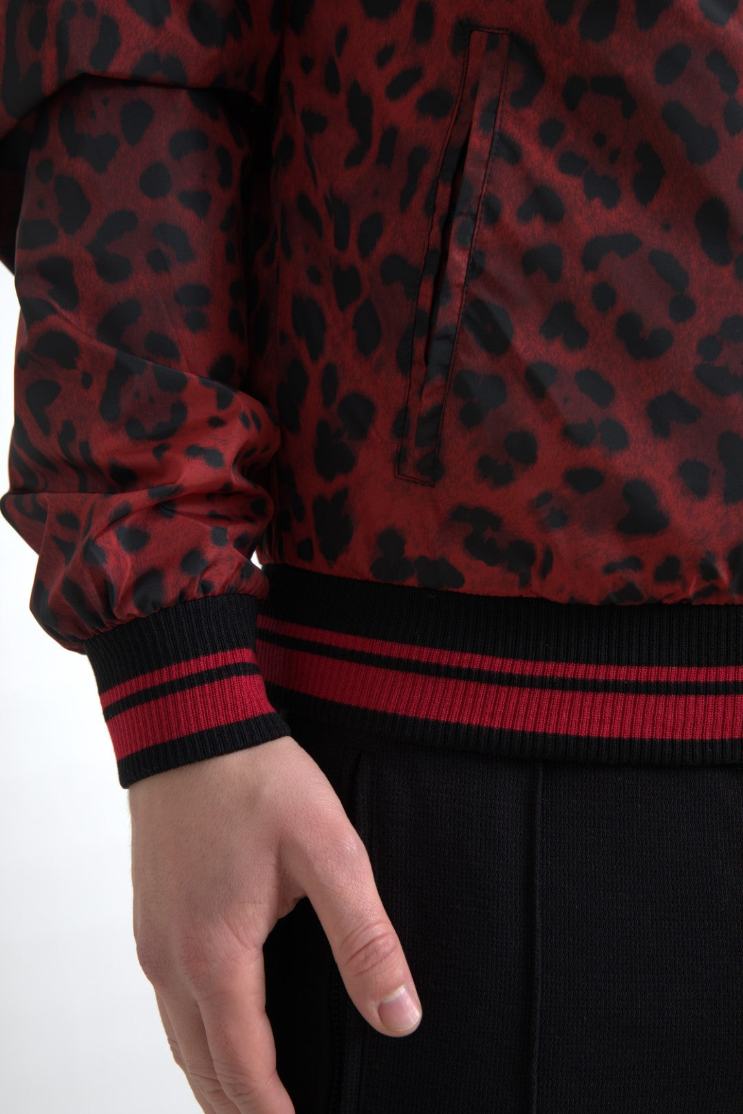 Κόκκινο Leopard Print Bomber Jacket