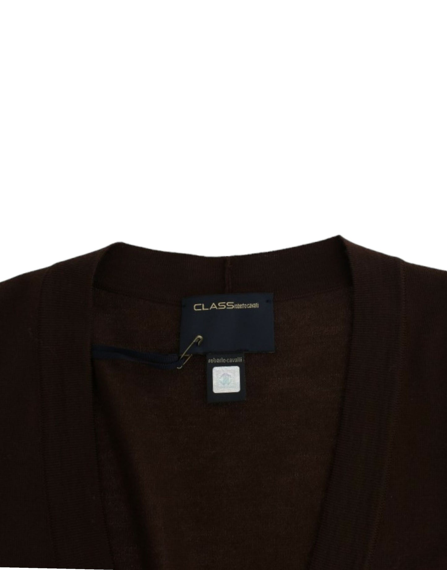 Elegant Brown Virgin Wool Cropped Cardigan