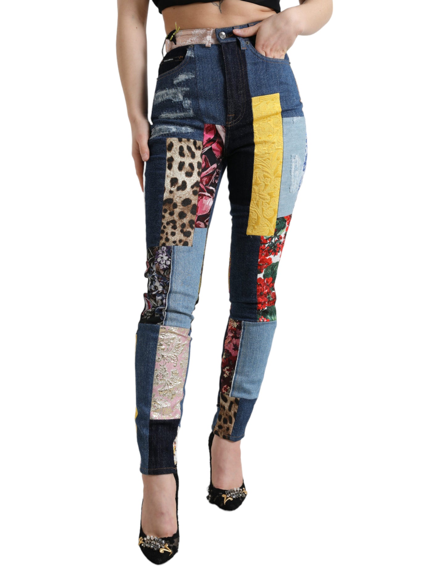 Ζωντανό Skinny Jeans Patchwork