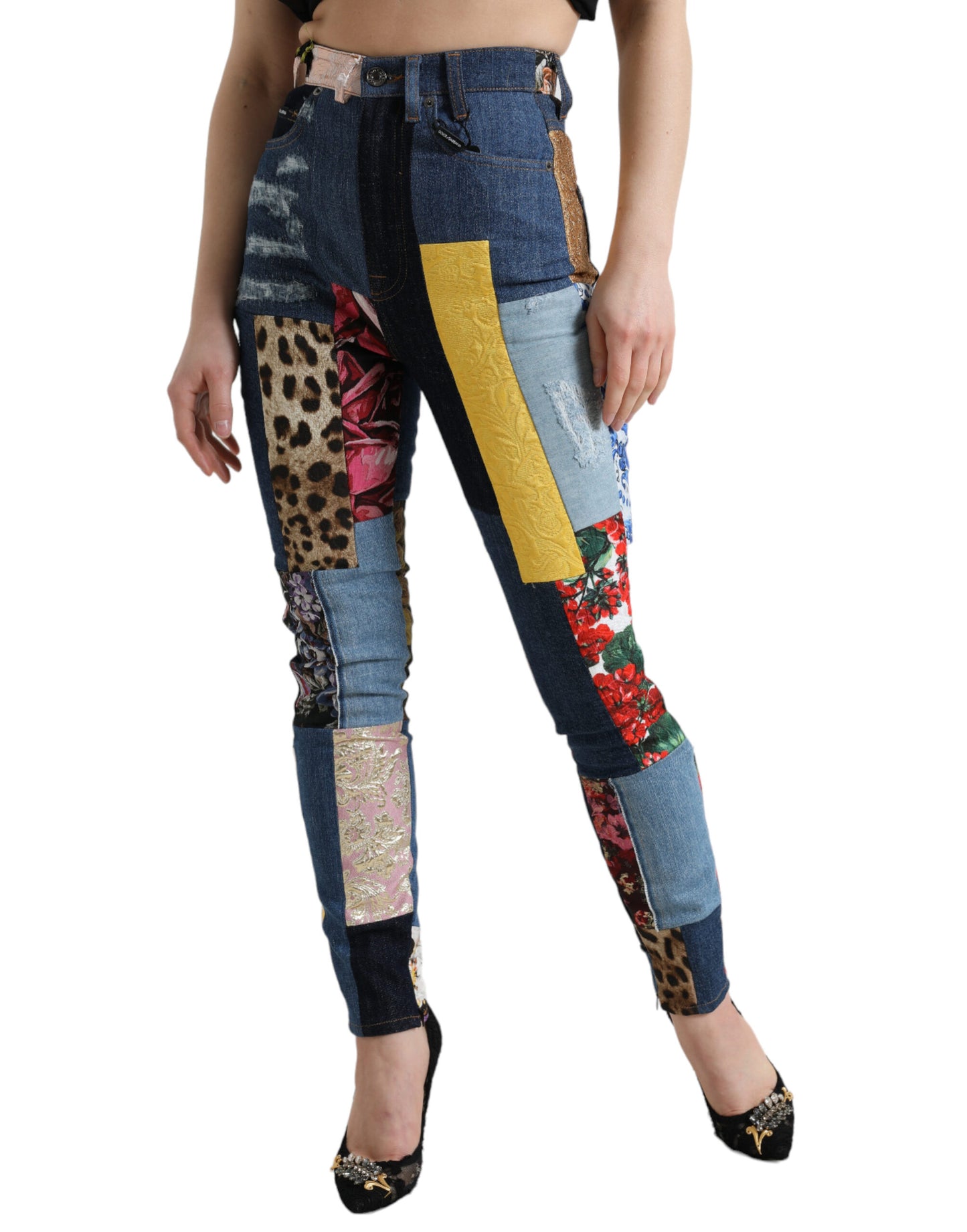 Ζωντανό Skinny Jeans Patchwork