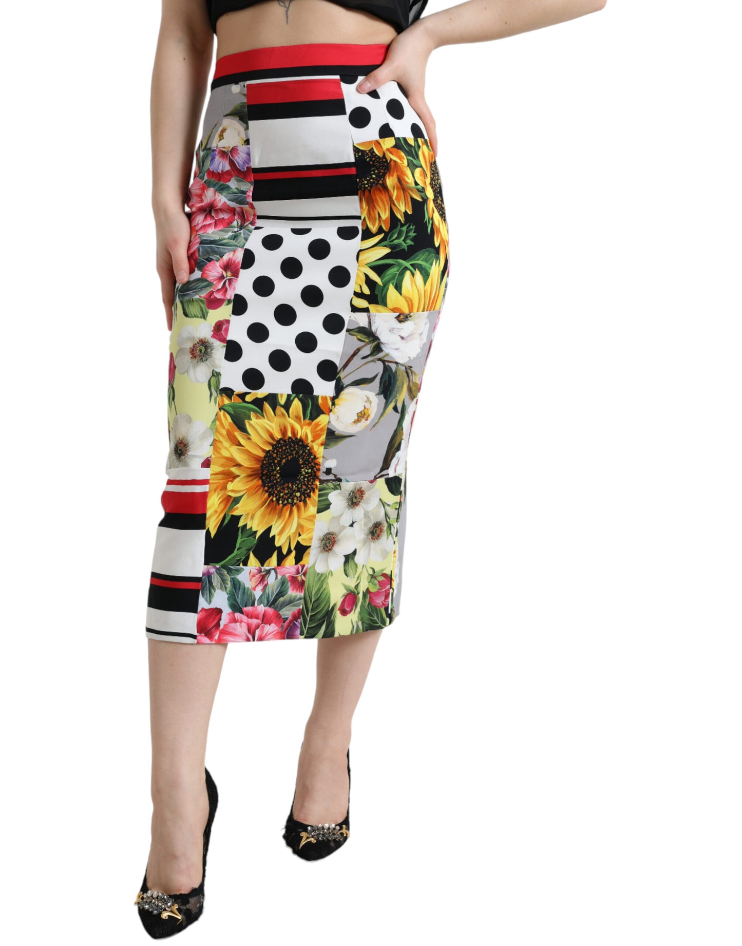 Glamourous Ψηλόμεση Patchwork Midi φούστα