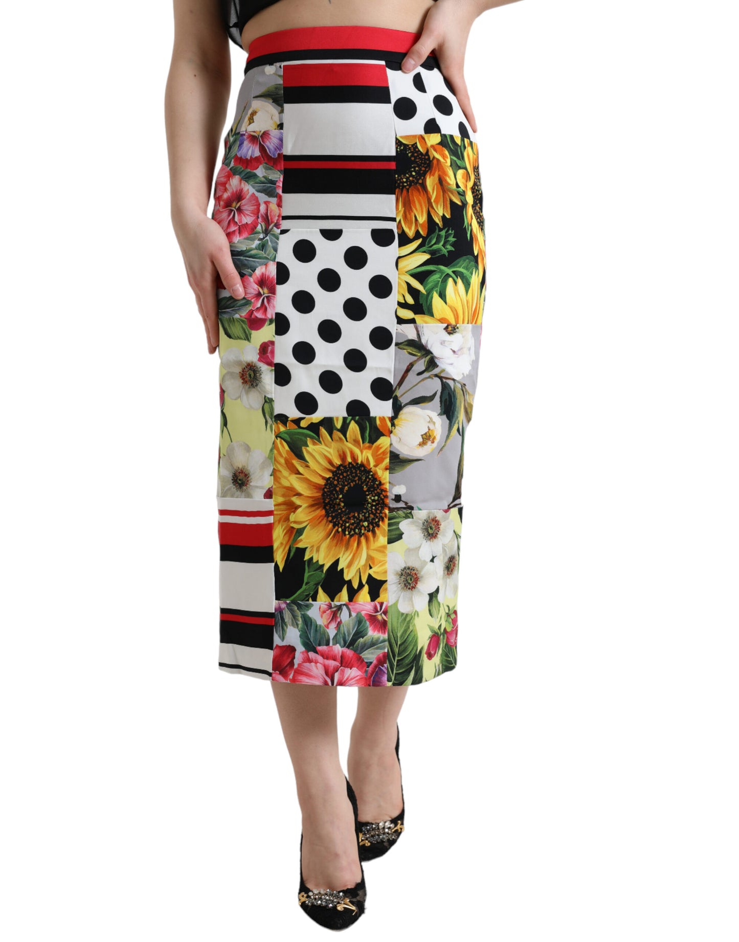 Glamourous Ψηλόμεση Patchwork Midi φούστα