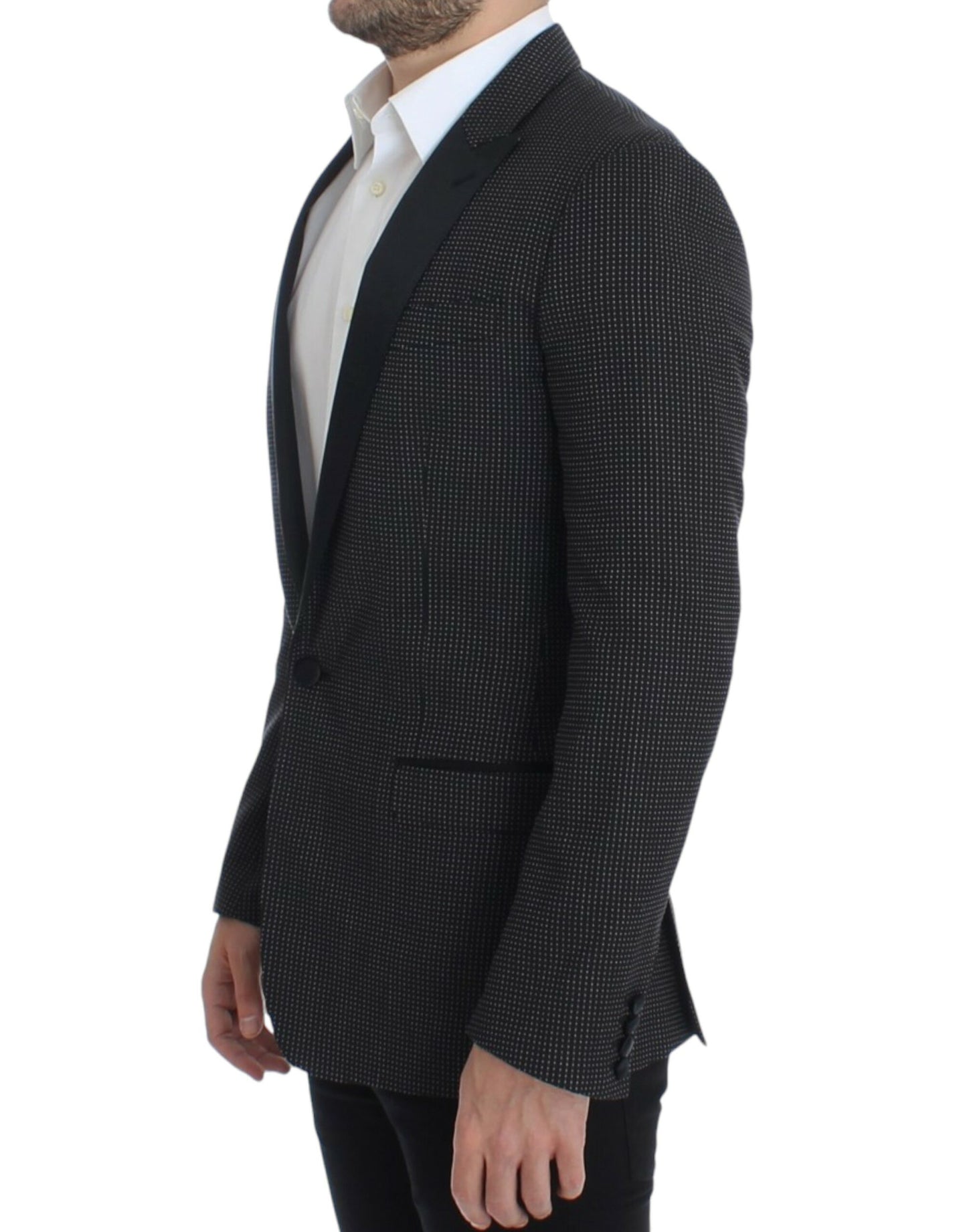 Κομψό μαύρο σακάκι με κουκκίδες Slim Fit Blazer