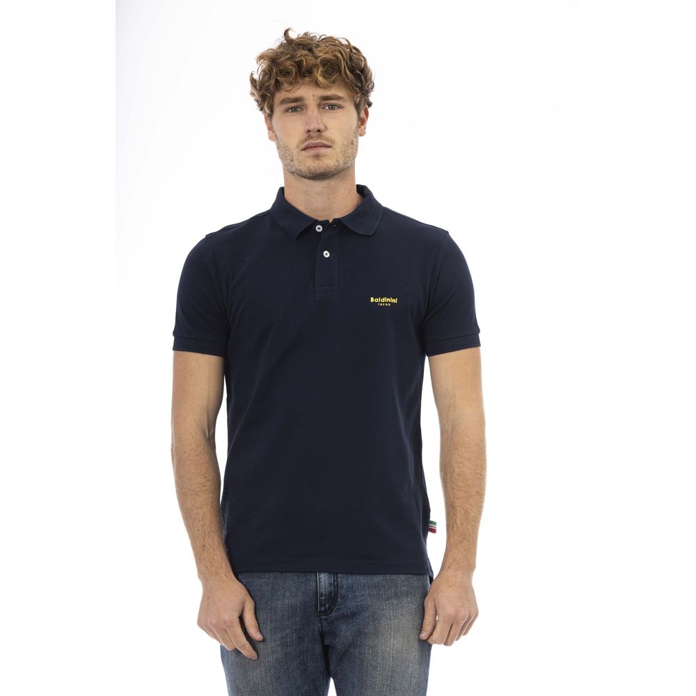 Chic Classic Blue Polo με Κέντημα μπροστά