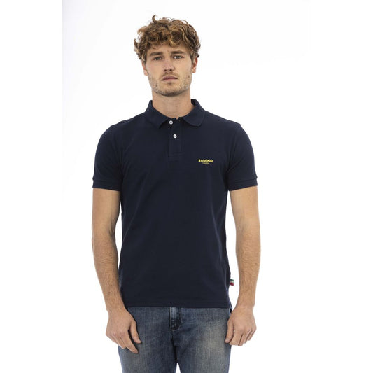 Chic Classic Blue Polo με Κέντημα μπροστά