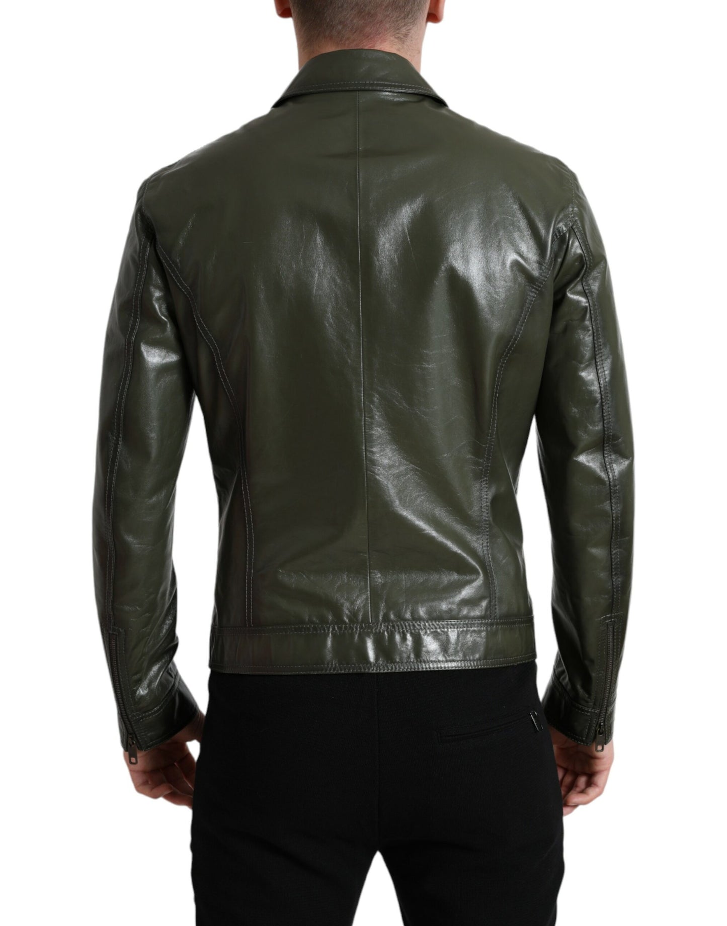 Emerald Elegance Δερμάτινο Biker Jacket