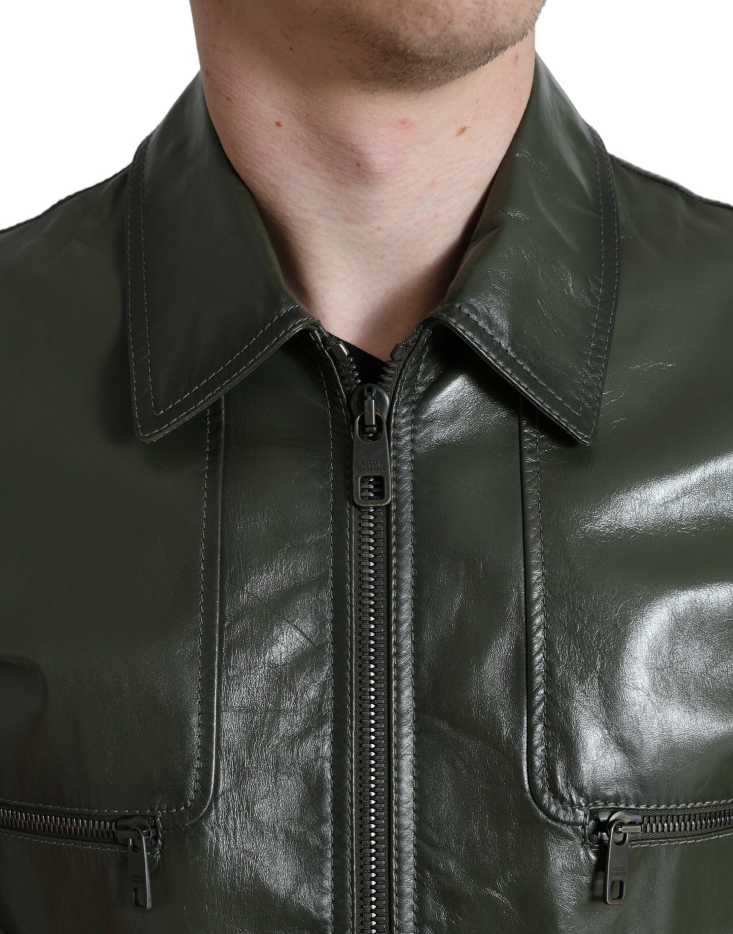 Emerald Elegance Δερμάτινο Biker Jacket