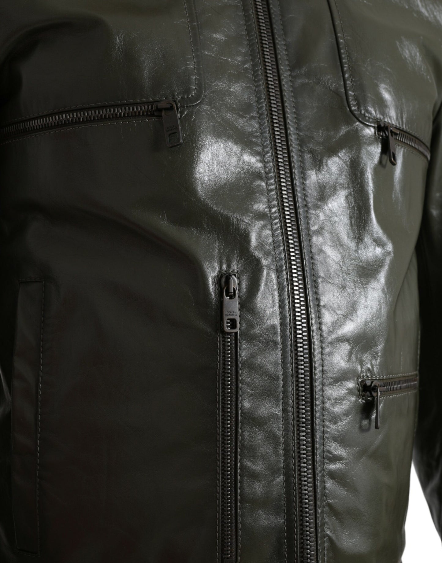 Emerald Elegance Δερμάτινο Biker Jacket