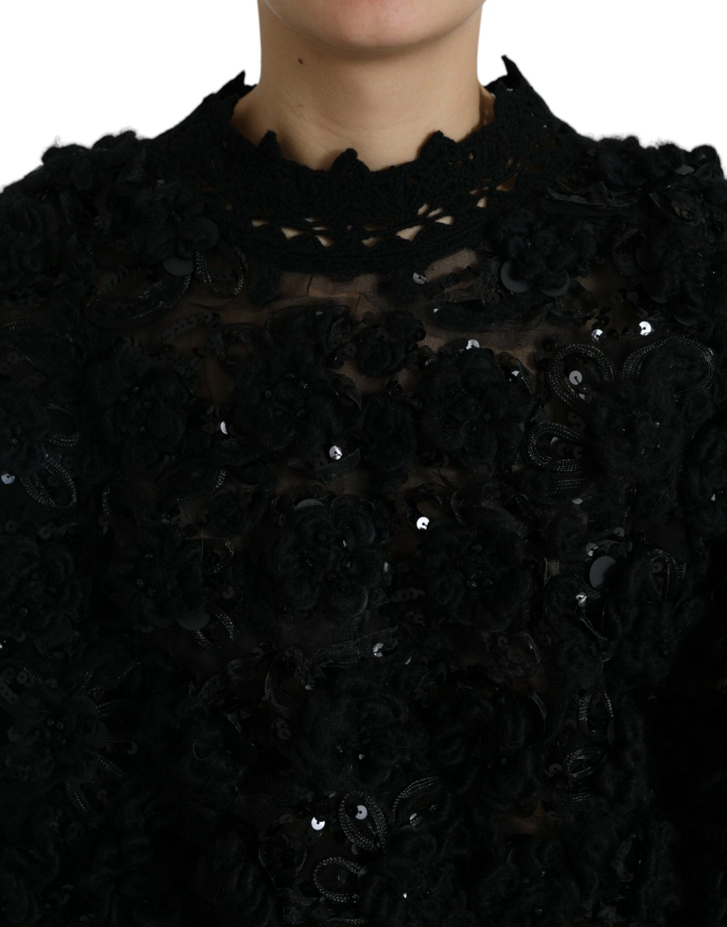 Sequin Embellished Black Pullover