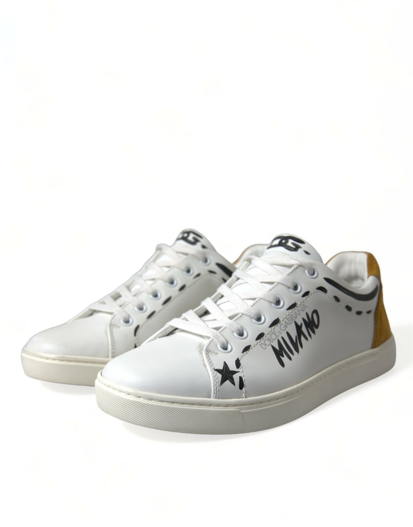 Sleek White Low Top Δερμάτινα αθλητικά παπούτσια