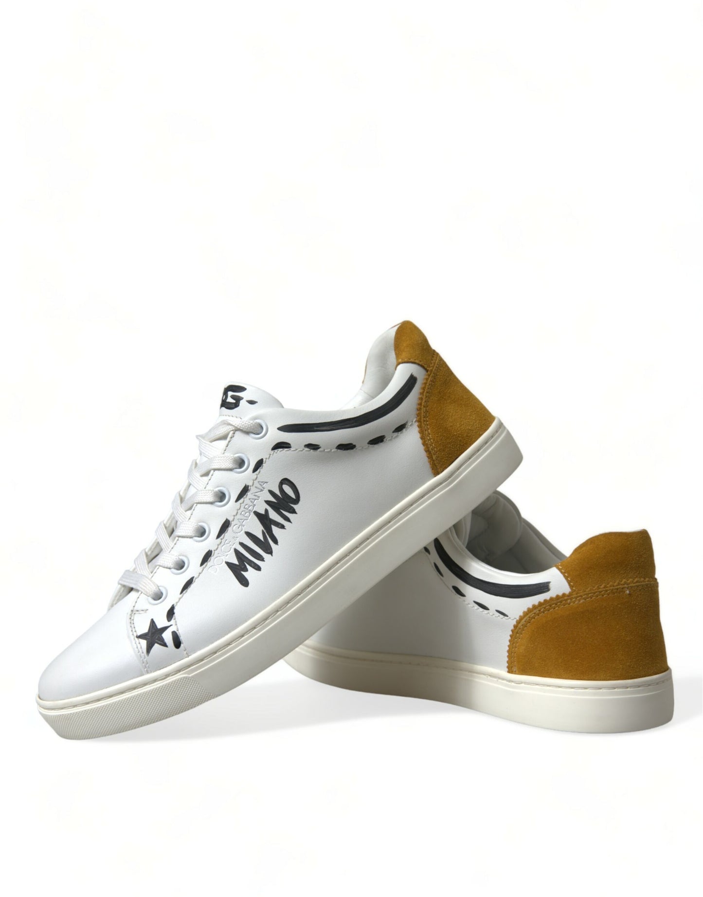 Sleek White Low Top Δερμάτινα αθλητικά παπούτσια