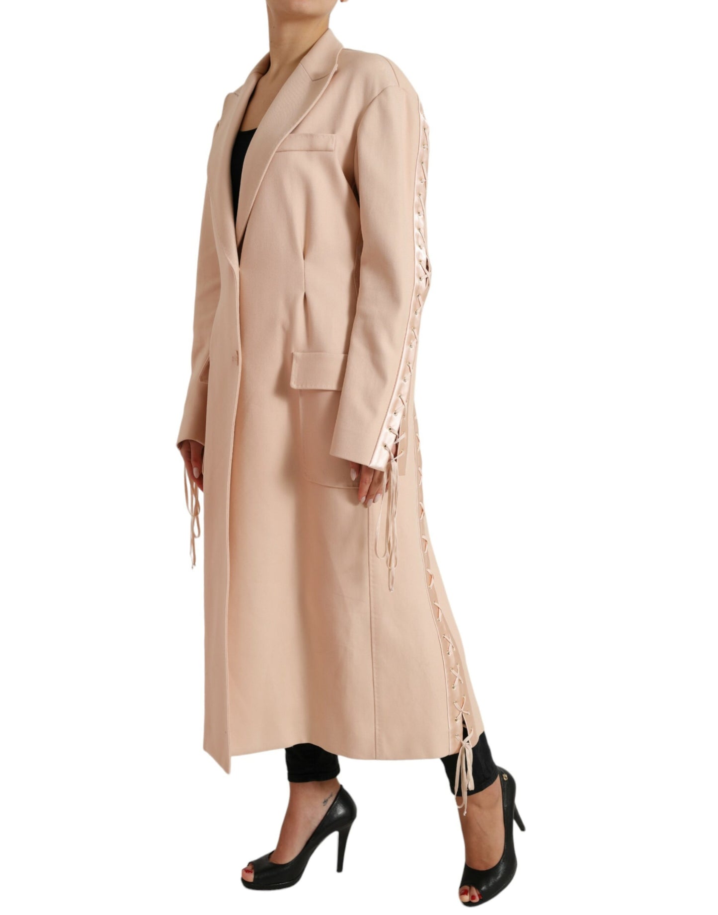 Elegant Beige Single-Breasted Trench Coat