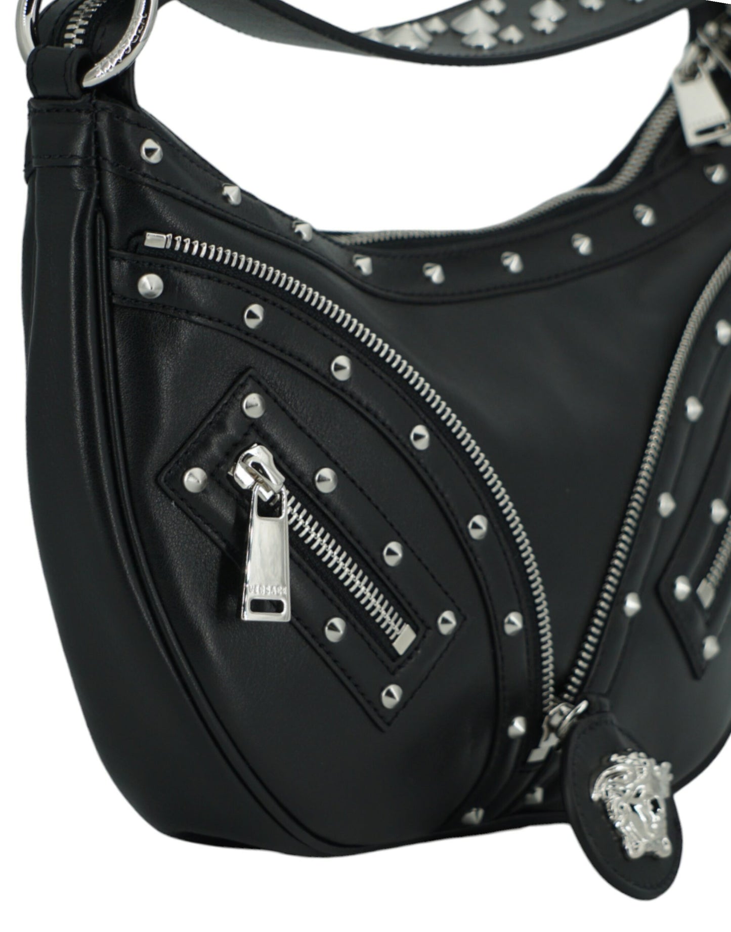 Elegant Black Leather Hobo Shoulder Bag