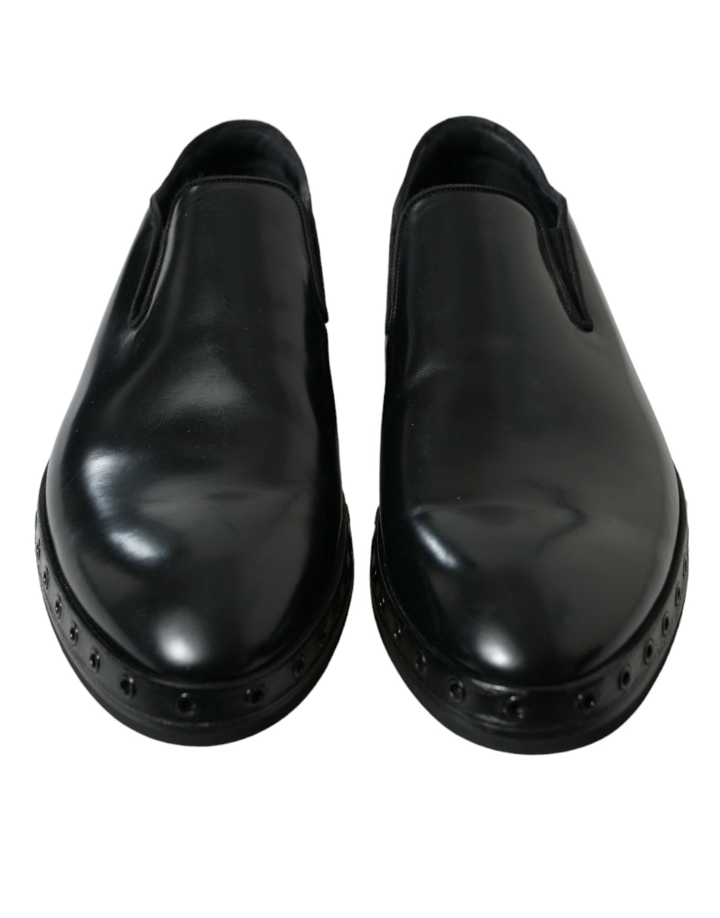 Elegant Black Leather Studded Loafers