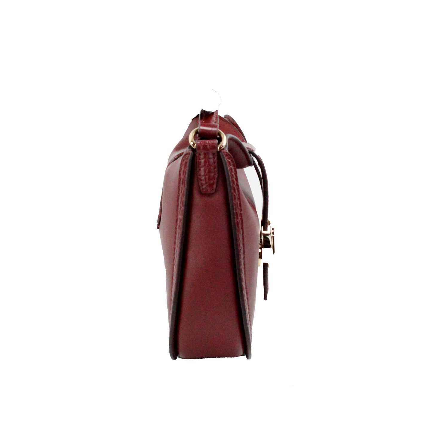 Gabby Small Dark Cherry Leather Foldover Hobo Crossbody τσάντα