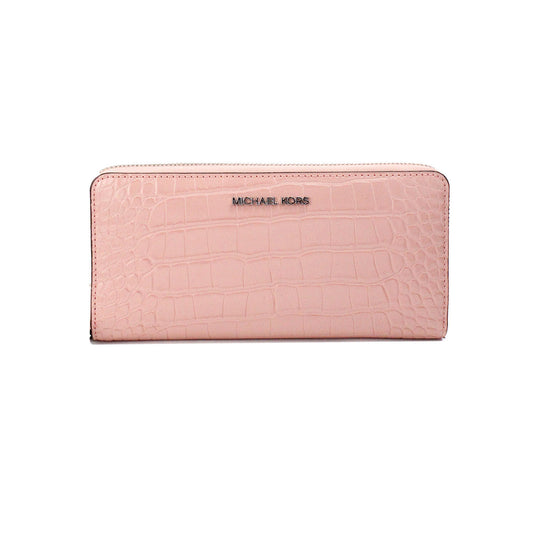 Jet Set Large Pink Animal Print Δερμάτινο Continental Wrist Wallet