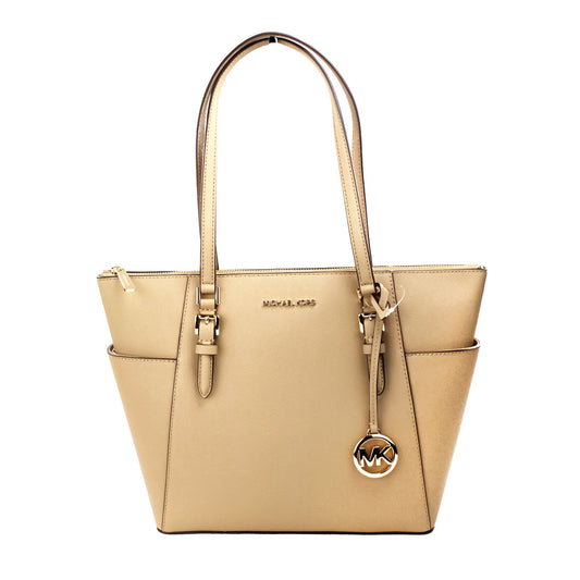 Τσαντάκι Charlotte Camel Large Leather Top Zip Tote Bag