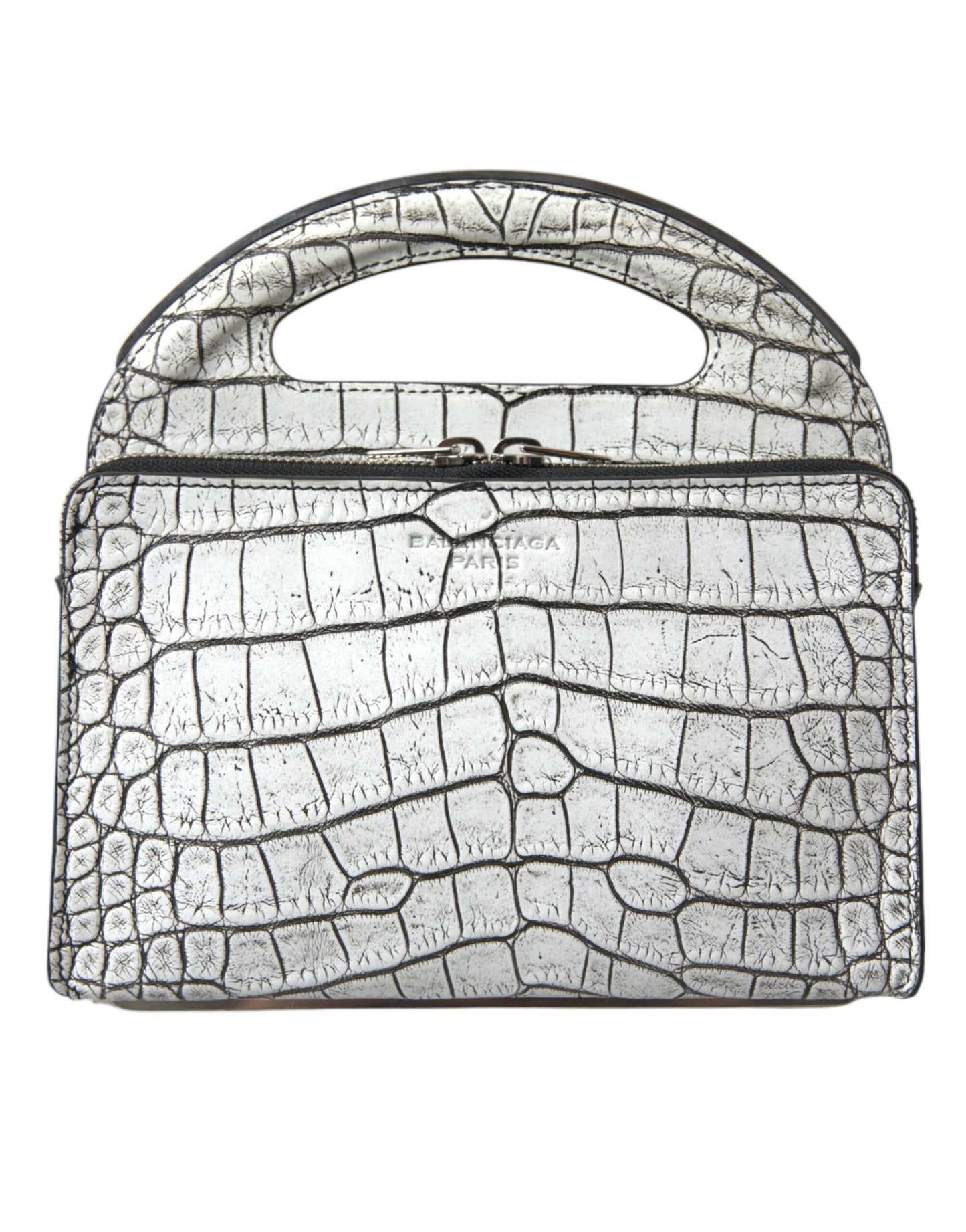 Metallic Silver Alligator Leather Mini Bag