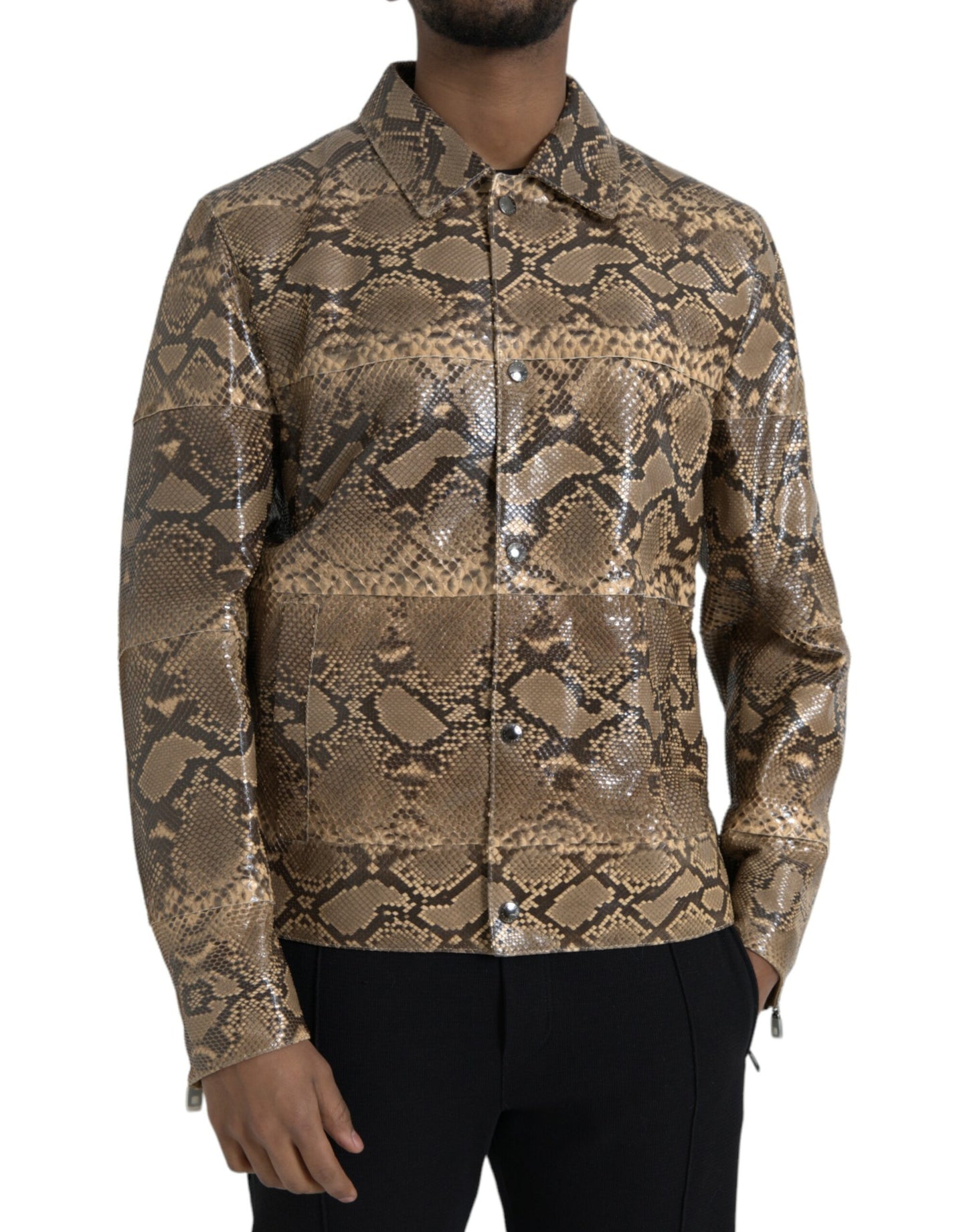 Μπουφάν Biker Blouson σε Beige Exotic Leather