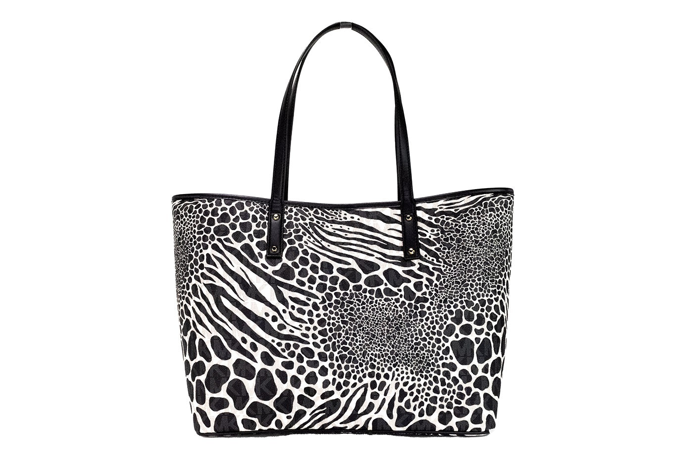 Τσάντα ώμου Carter Large Black Animal Print PVC Open Tote