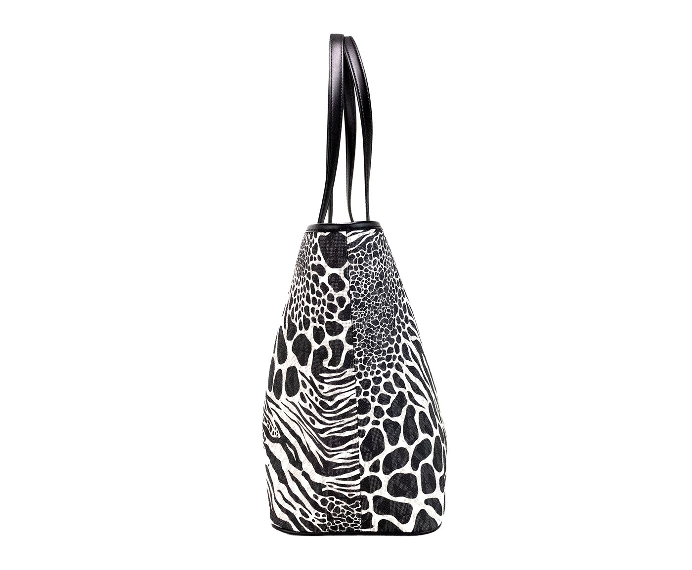 Τσάντα ώμου Carter Large Black Animal Print PVC Open Tote