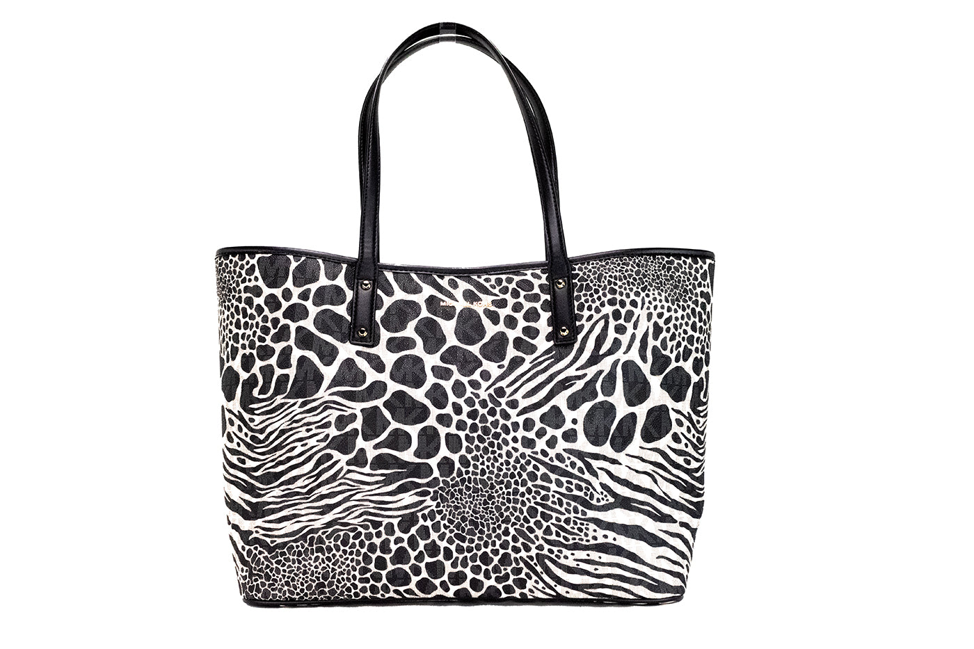 Τσάντα ώμου Carter Large Black Animal Print PVC Open Tote