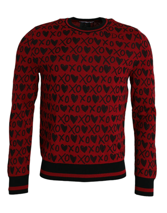 Red Black XOXO Crew Neck Pullover Sweater