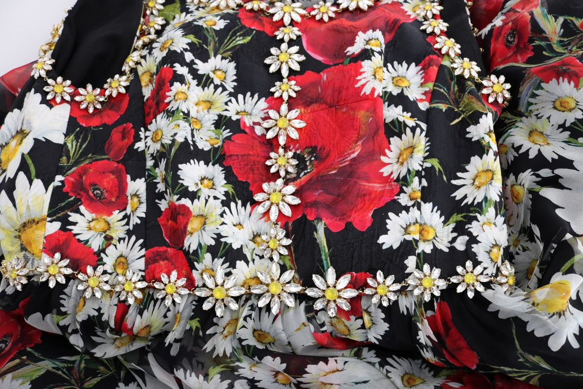 Floral Maxi Gown με Sunflower print και κρύσταλλα