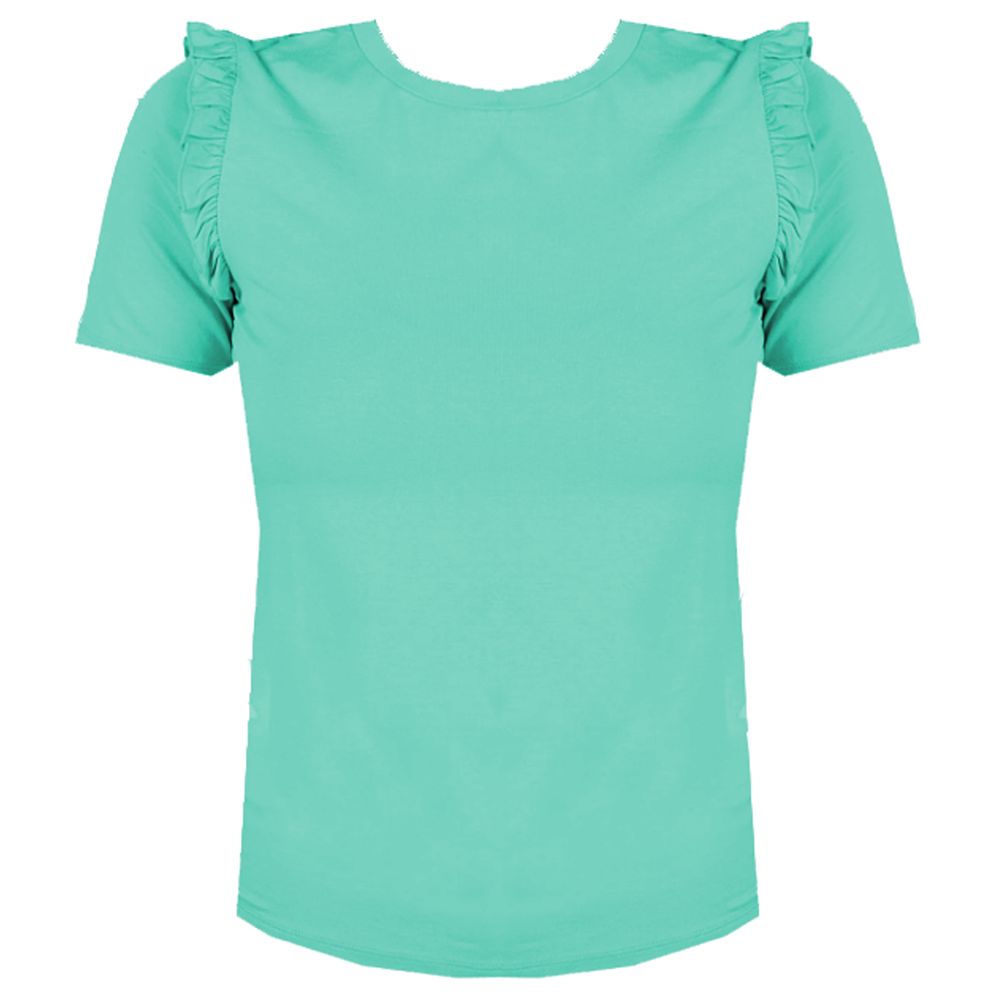 Ruffled Shoulder Crew-neck Chic Top