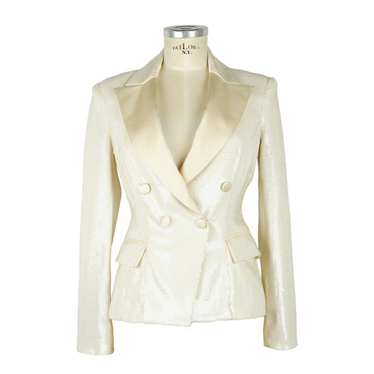 White Polyester Women Blazer