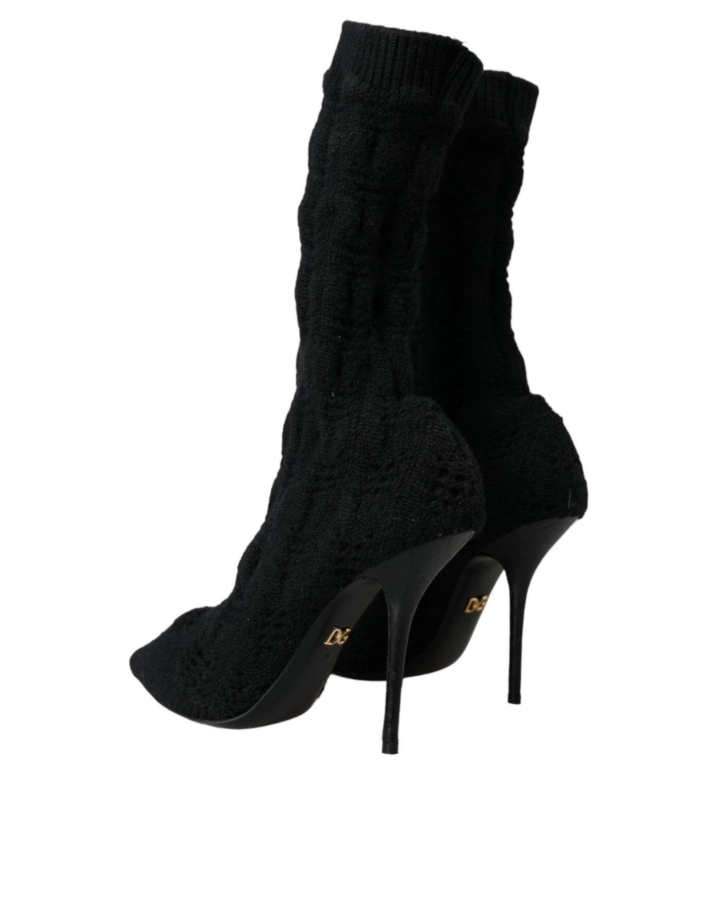 Black Stiletto Heels Mid Calf Boots Shoes