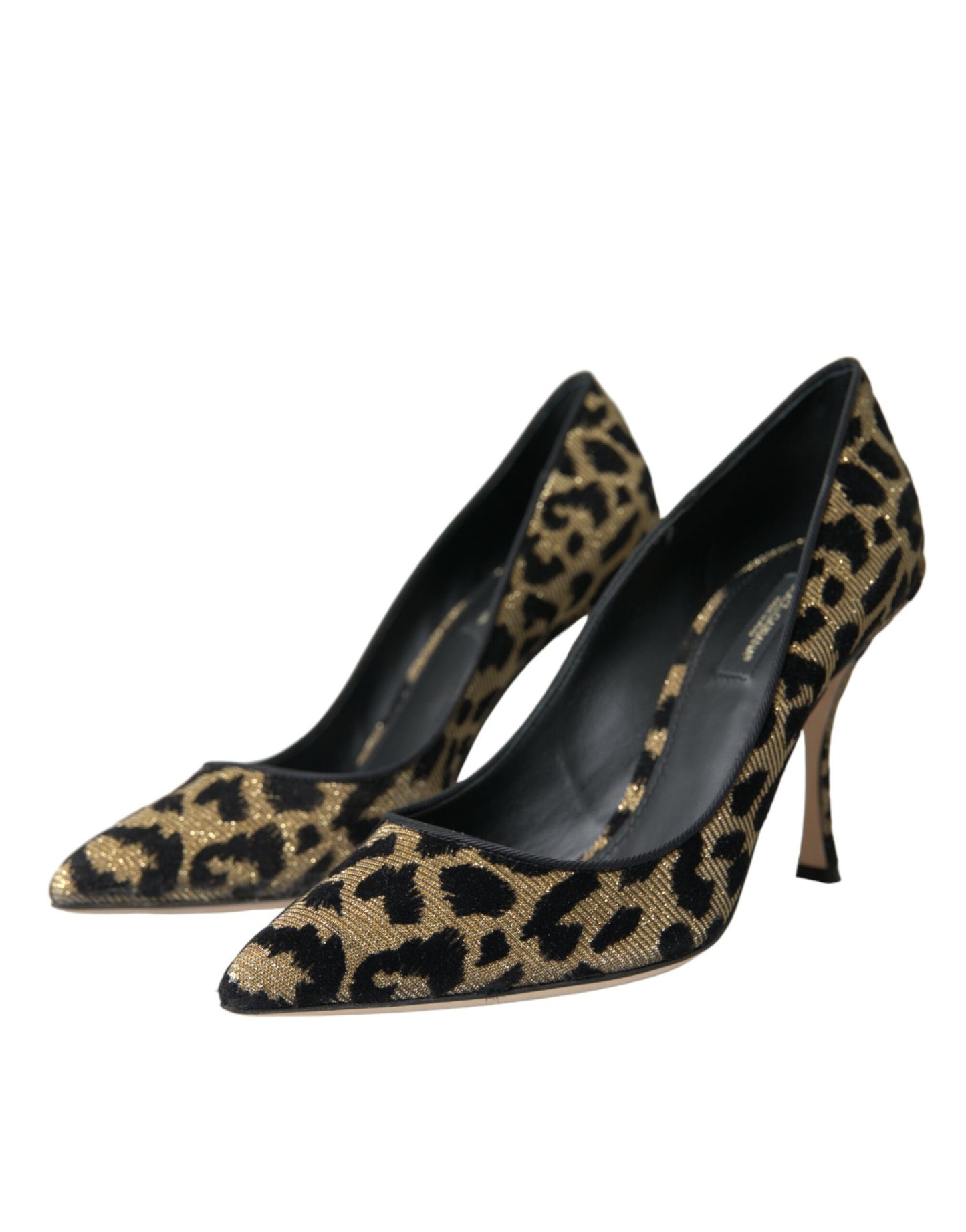 Μαύρο χρυσό Leopard Lurex Heels Pumps Παπούτσια