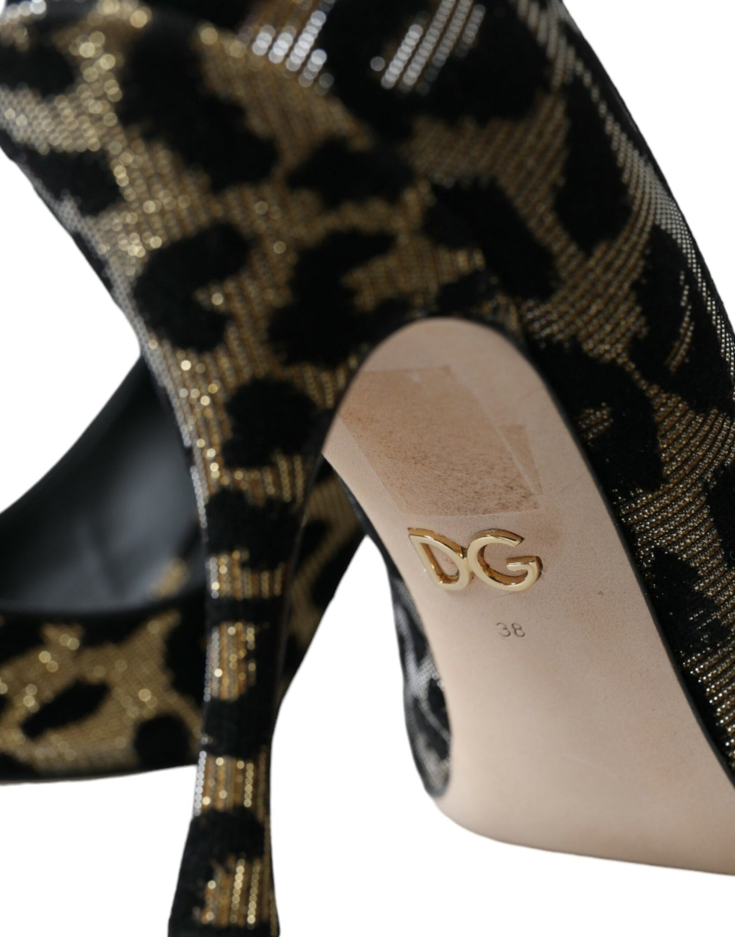 Μαύρο χρυσό Leopard Lurex Heels Pumps Παπούτσια