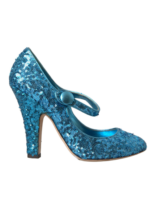 Blue Sequin Mary Jane Pumps ψηλοτάκουνα παπούτσια