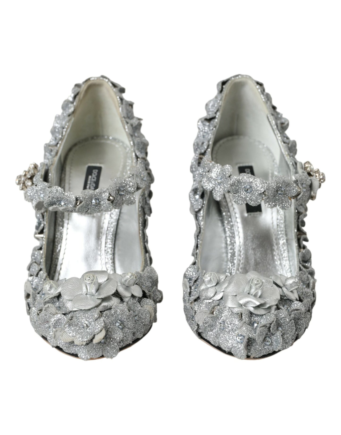 Ασημί Floral Crystal Παπούτσια Mary Jane Pumps