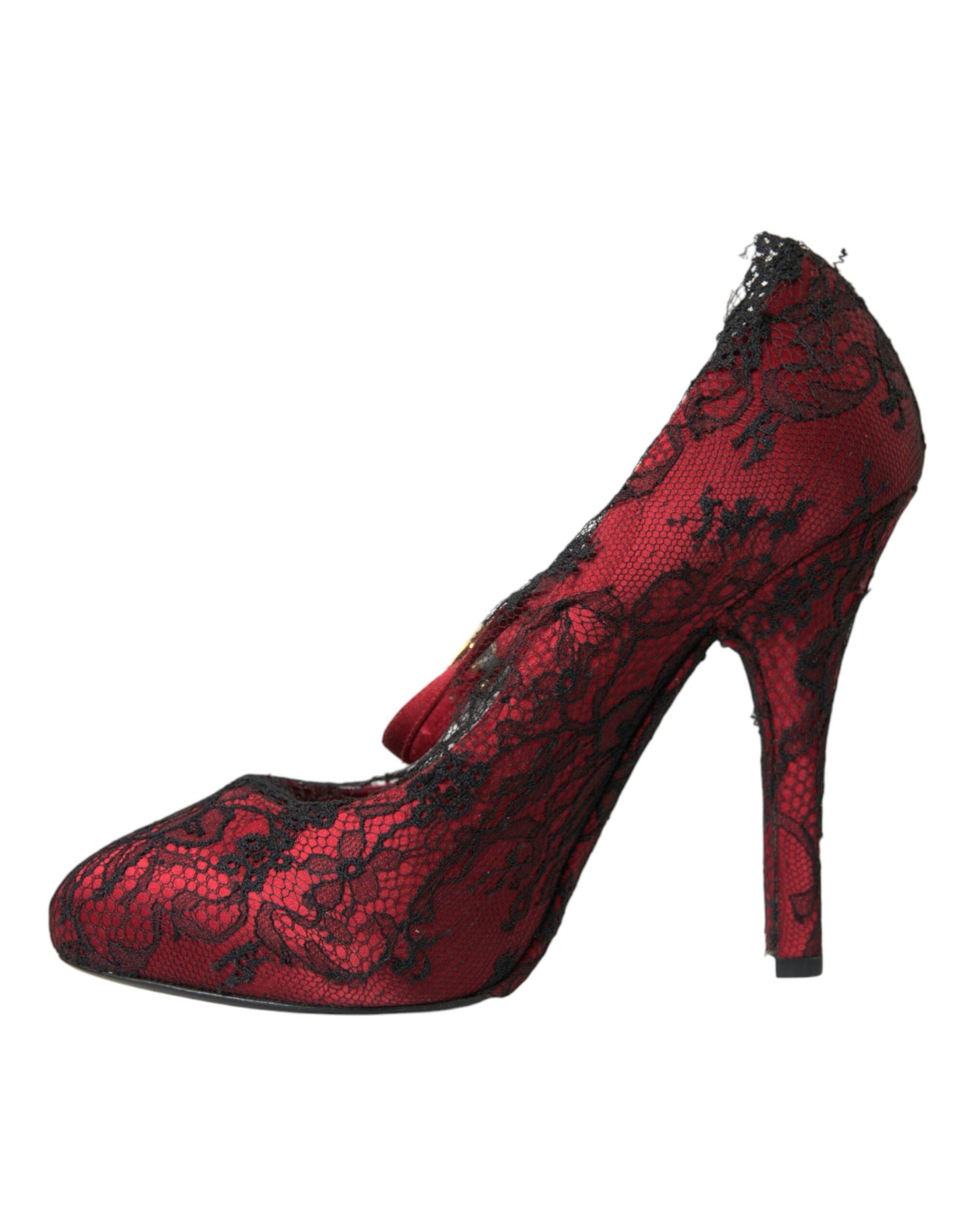 Κόκκινο μαύρο Floral Lace Παπούτσια Mary Jane Pumps