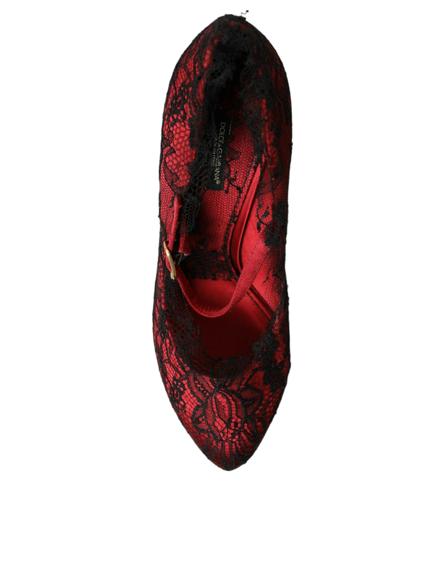 Κόκκινο μαύρο Floral Lace Παπούτσια Mary Jane Pumps