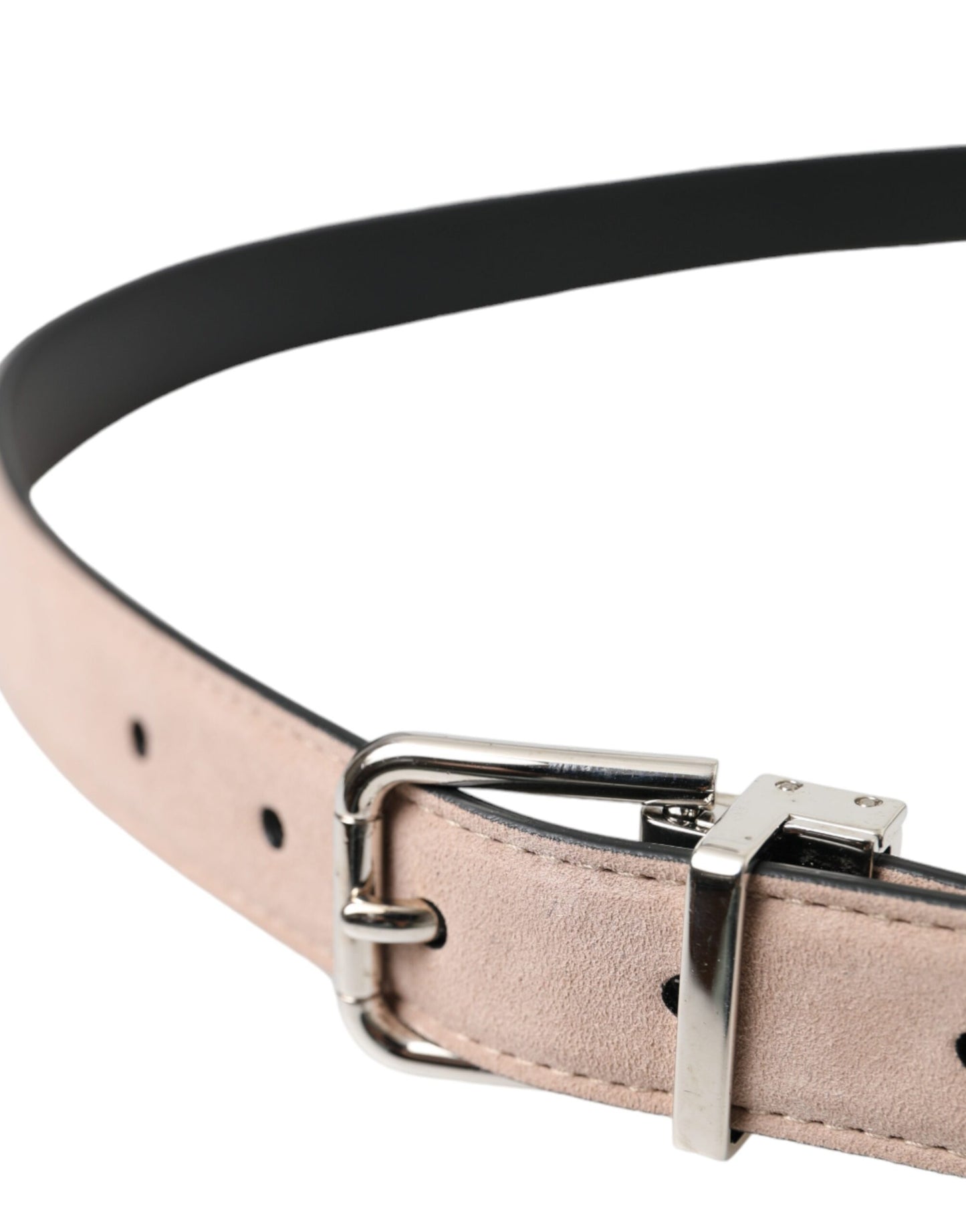 Beige Suede Leather Silver Buckle Belt Men