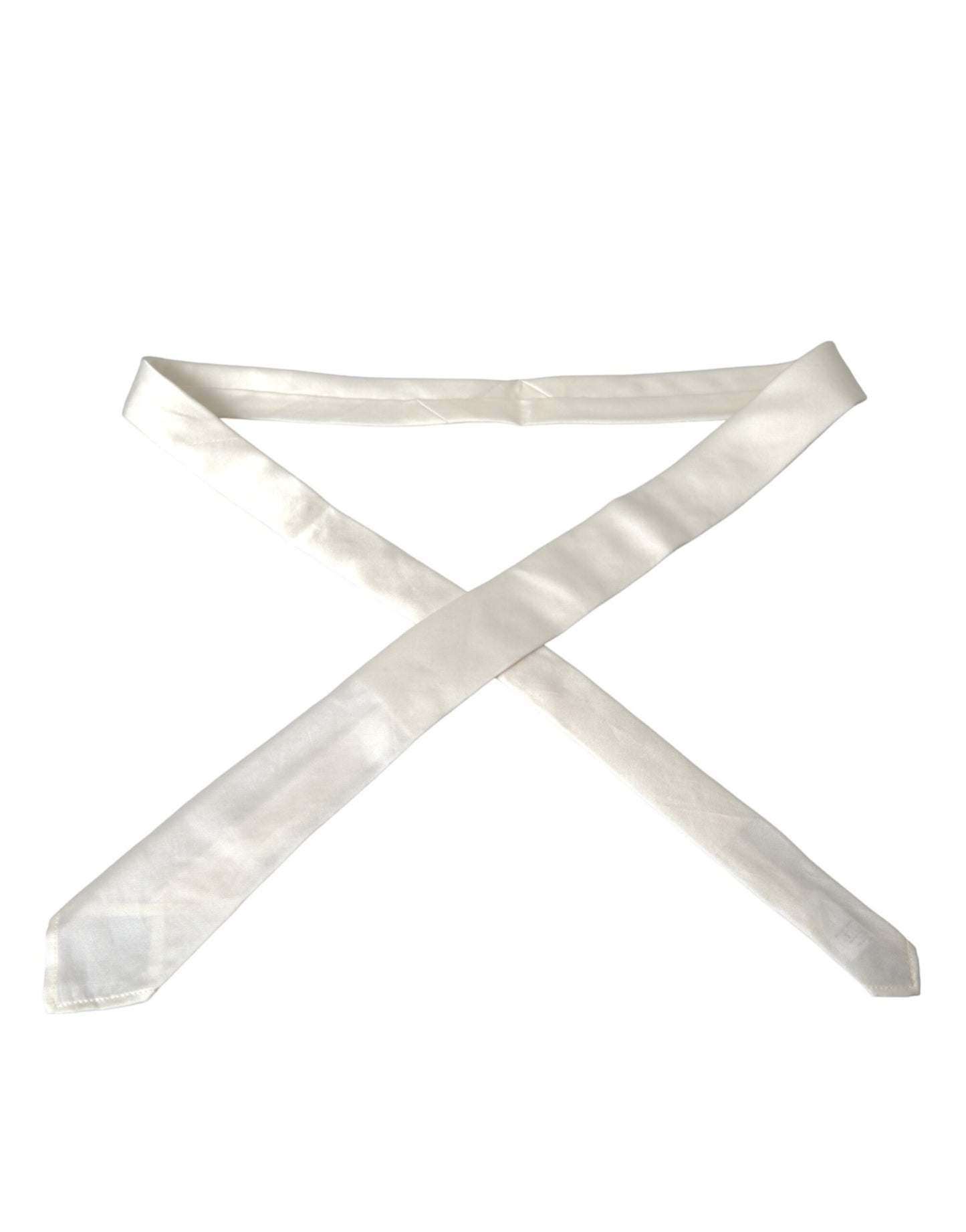 White Silk Blend Adjustable Tie Men