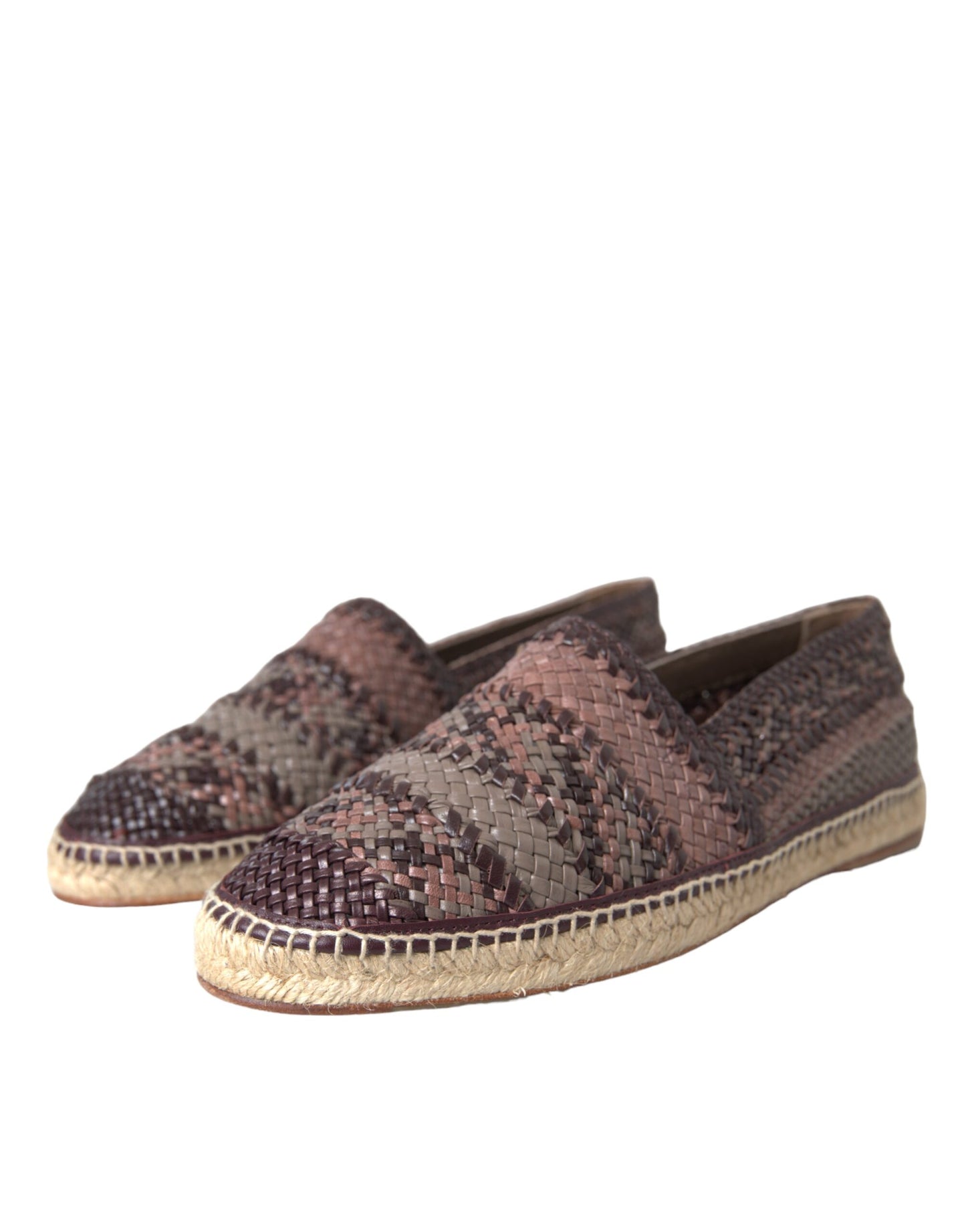 Brown Buffalo Leather Espadrille Flats Shoes