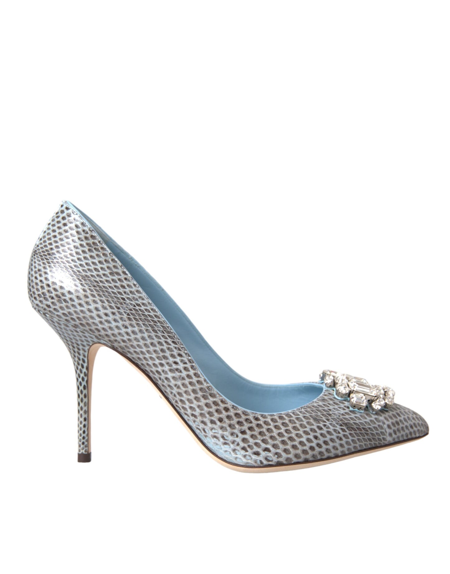 Light Blue Exotic Leather Crystal Bellucci Shoes