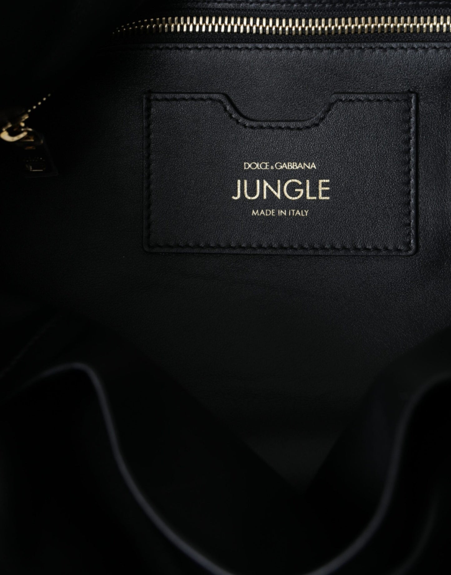 Black Leather JUNGLE Quilted Shopping Tote Bag