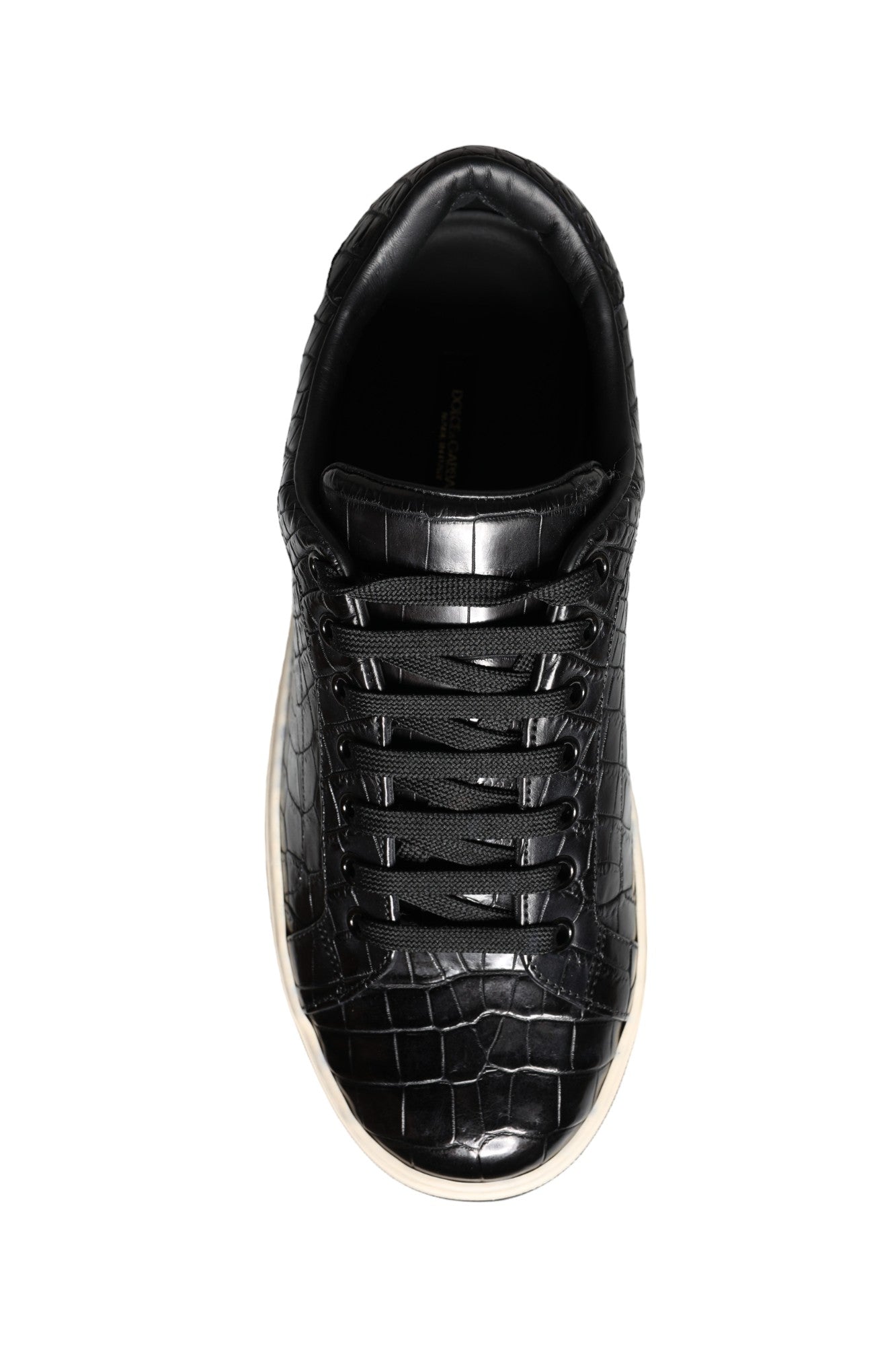 Black Leather Men Low Top Sneakers Shoes