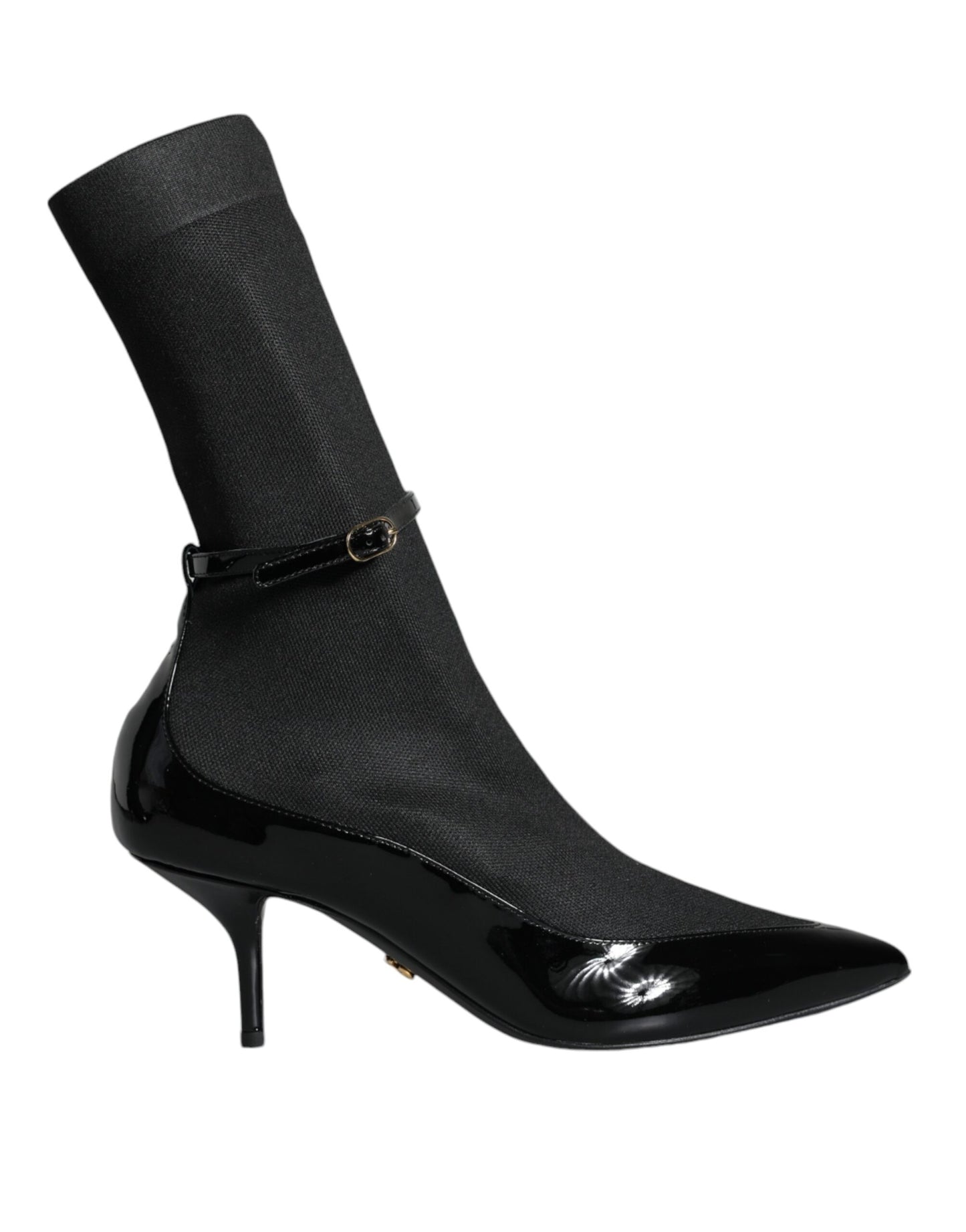 Black Leather Stilettos Booties Socks Shoes