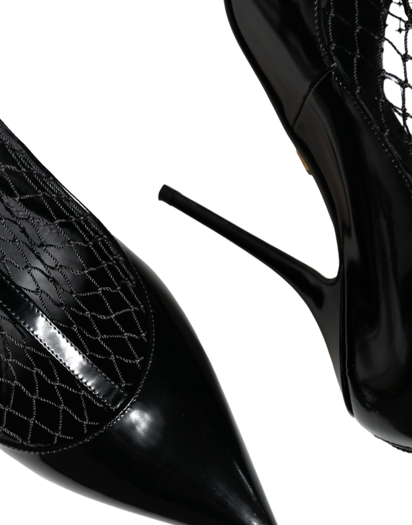 Black Mesh Patent Leather Heels Pumps Shoes