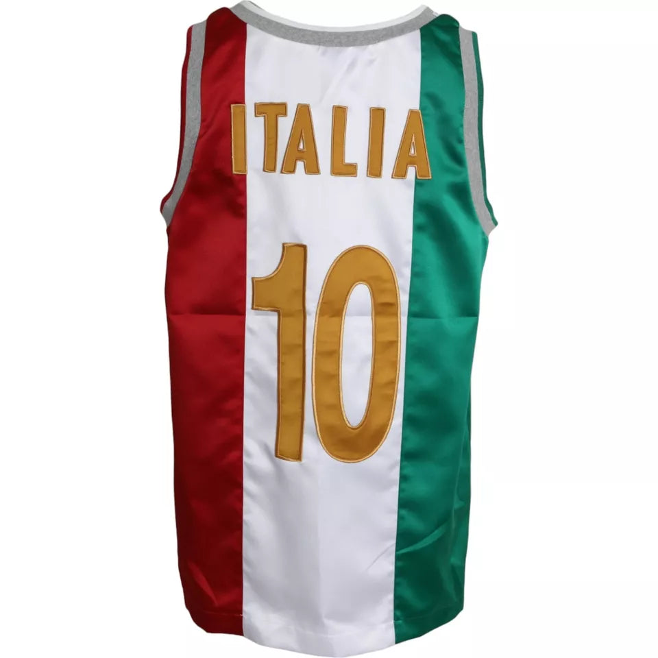 White Green Sleeveless Top Italian Flag Basket T-shirt